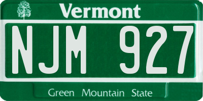 VT license plate NJM927