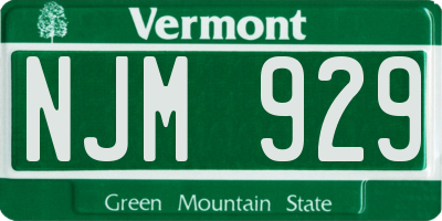 VT license plate NJM929
