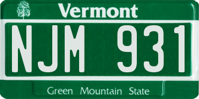 VT license plate NJM931