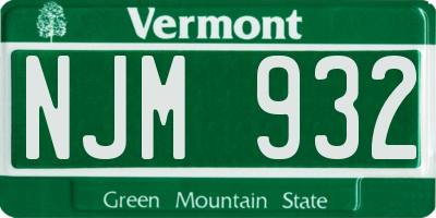 VT license plate NJM932