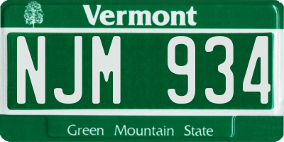VT license plate NJM934
