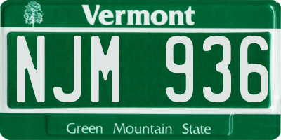 VT license plate NJM936