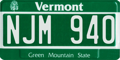 VT license plate NJM940