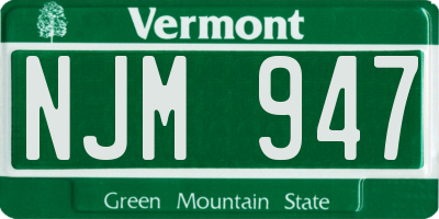VT license plate NJM947