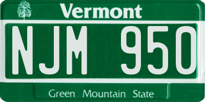 VT license plate NJM950