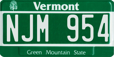VT license plate NJM954