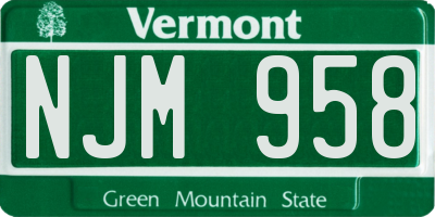 VT license plate NJM958