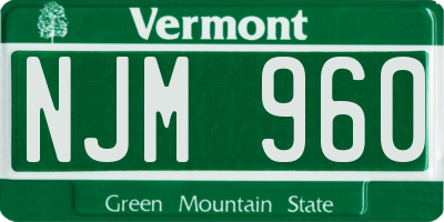 VT license plate NJM960