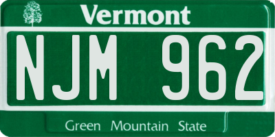 VT license plate NJM962