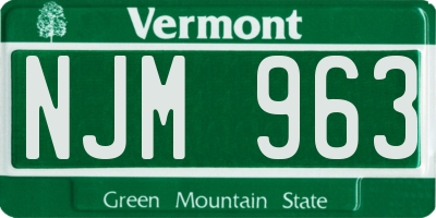 VT license plate NJM963