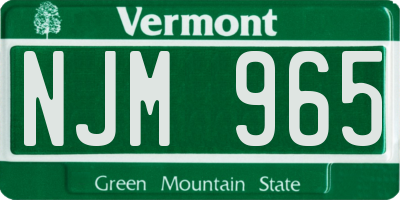 VT license plate NJM965