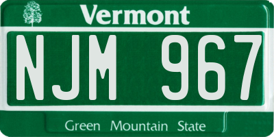 VT license plate NJM967
