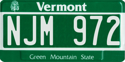 VT license plate NJM972