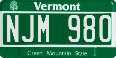 VT license plate NJM980