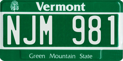 VT license plate NJM981