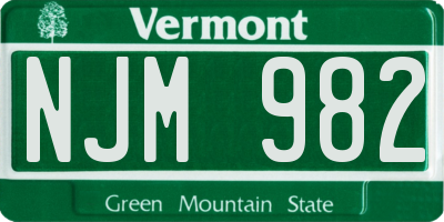 VT license plate NJM982