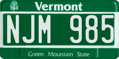VT license plate NJM985