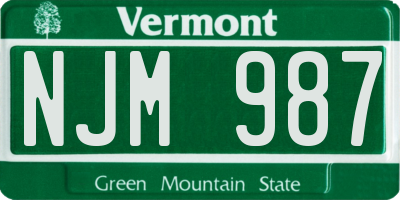 VT license plate NJM987