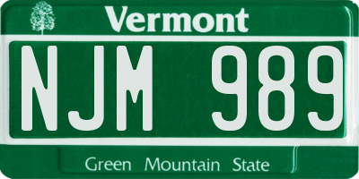 VT license plate NJM989
