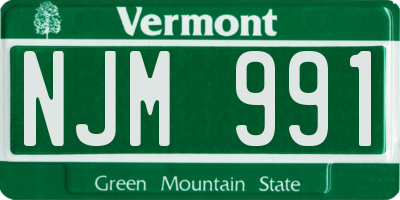 VT license plate NJM991