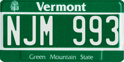 VT license plate NJM993