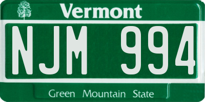 VT license plate NJM994