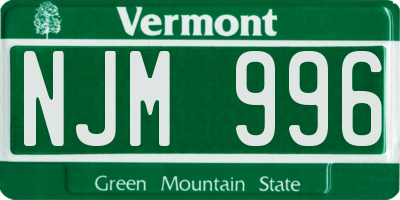 VT license plate NJM996