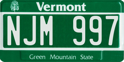 VT license plate NJM997