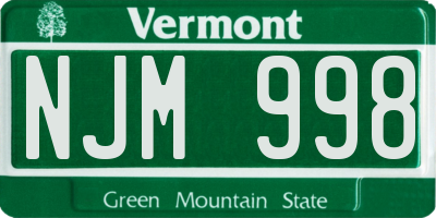 VT license plate NJM998
