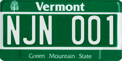 VT license plate NJN001