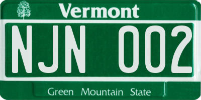 VT license plate NJN002