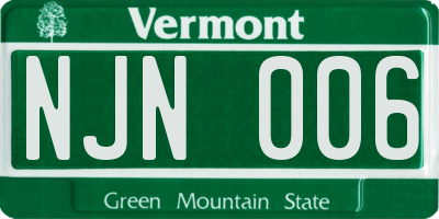 VT license plate NJN006