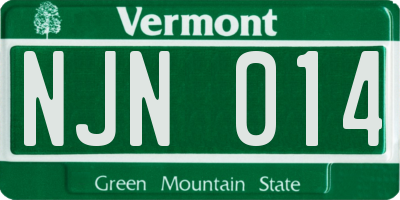 VT license plate NJN014