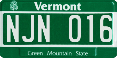 VT license plate NJN016