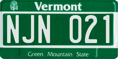 VT license plate NJN021