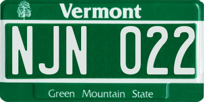 VT license plate NJN022