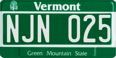 VT license plate NJN025