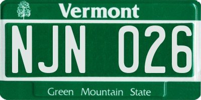 VT license plate NJN026