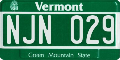 VT license plate NJN029