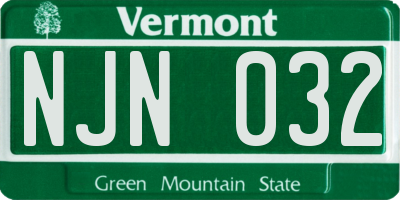 VT license plate NJN032