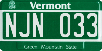 VT license plate NJN033