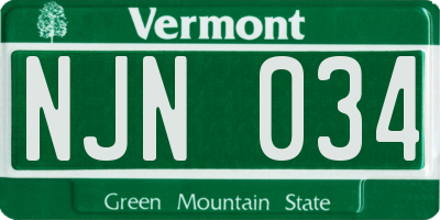 VT license plate NJN034