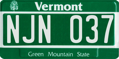 VT license plate NJN037