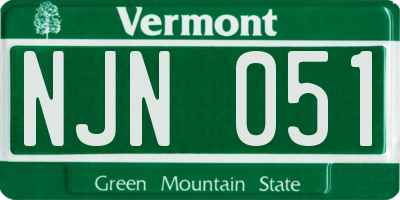 VT license plate NJN051