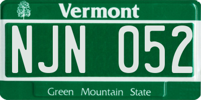 VT license plate NJN052