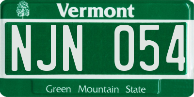 VT license plate NJN054