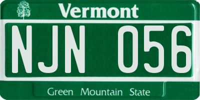 VT license plate NJN056