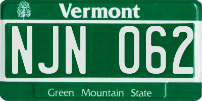 VT license plate NJN062