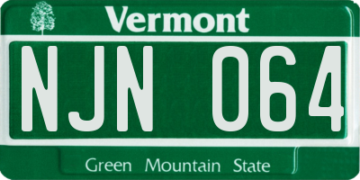 VT license plate NJN064