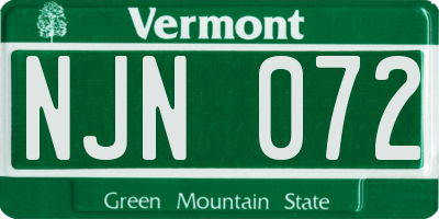 VT license plate NJN072